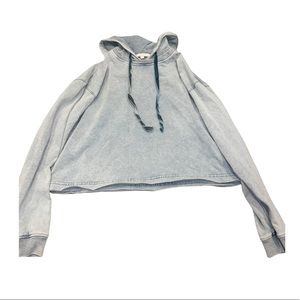 cropped blue hoodie